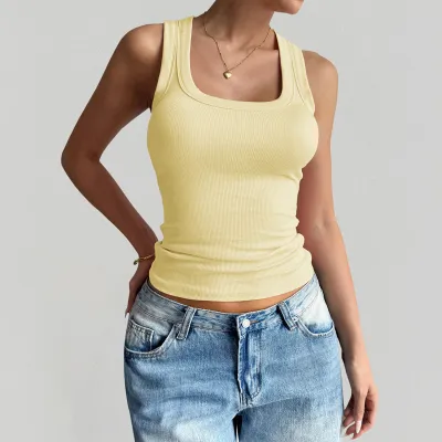 Women Fashion Casual Solid Color Tank Top