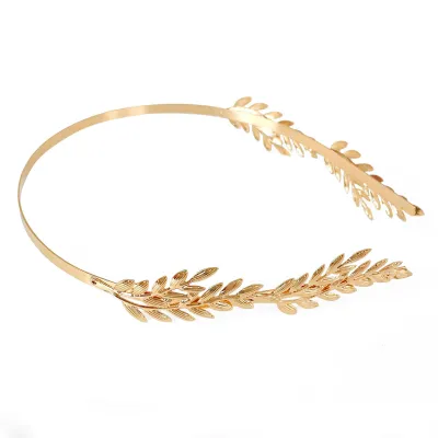 Women Fashion Baroque Goddess Metal Leaf Headband
