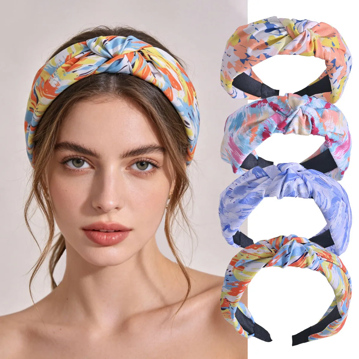 Women Fashion Casual Boho Wide-Brimmed Cross-Knotted Headband