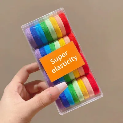 Women Fashion Multicolor High Elastic Hair Tie Rubber Hair Band Boxed