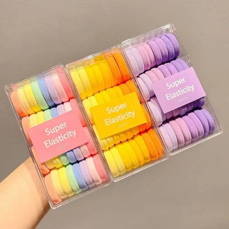 Women Fashion Multicolor High Elastic Hair Tie Rubber Hair Band Boxed