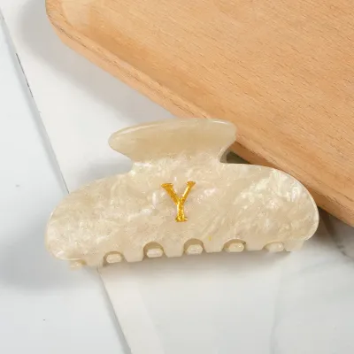 Women Fashion Gold English Letter 8.6cm Acrylic Grab Clip