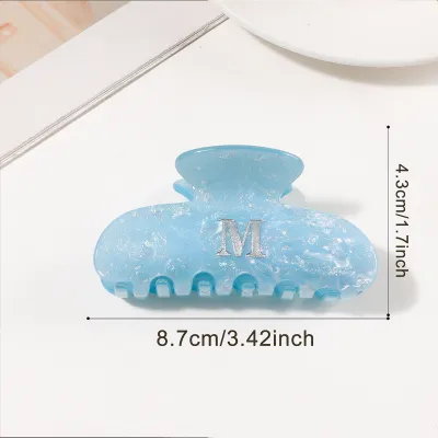 Women Fashion Gold English Letter 8.6cm Acrylic Grab Clip