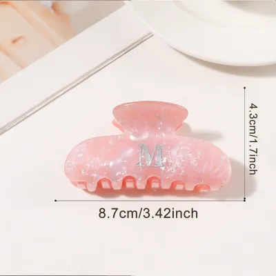 Women Fashion Gold English Letter 8.6cm Acrylic Grab Clip