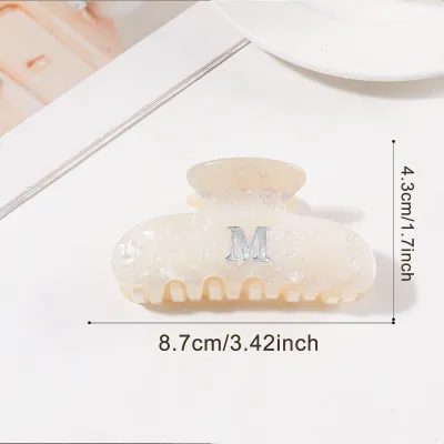 Women Fashion Gold English Letter 8.6cm Acrylic Grab Clip