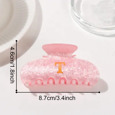 Women Fashion Gold English Letter 8.6cm Acrylic Grab Clip