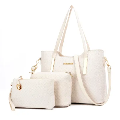 Women Fashion Casual Solid Color Tote Bag Three-Piece Bag Set
