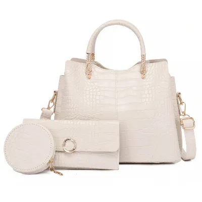 Women Fashion Casual Solid Color Large Capacity Handbag Three-Piece Bag Set