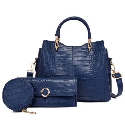 Women Fashion Casual Solid Color Large Capacity Handbag Three-Piece Bag Set
