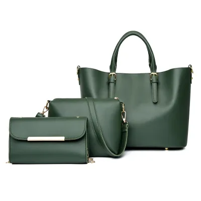 Women Fashion Casual Solid Color Large Capacity Handbag Three-Piece Bag Set