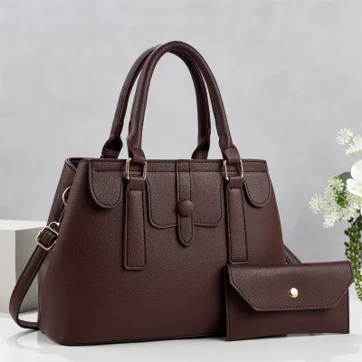 Women Fashion Casual Solid Color Handbag Two-Piece Bag Set