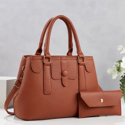 Women Fashion Casual Solid Color Handbag Two-Piece Bag Set