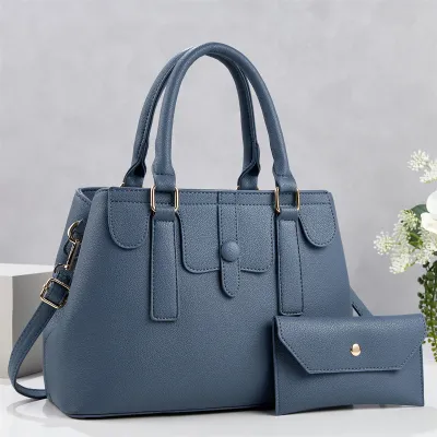 Women Fashion Casual Solid Color Handbag Two-Piece Bag Set