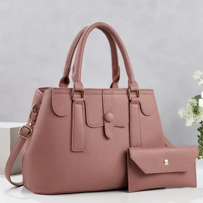 Women Fashion Casual Solid Color Handbag Two-Piece Bag Set