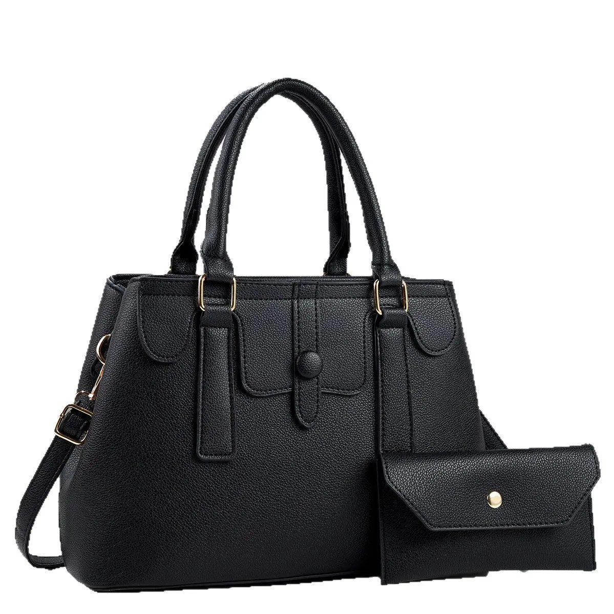 Women Fashion Casual Solid Color Handbag Two-Piece Bag Set