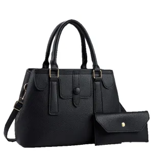 Women Fashion Casual Solid Color Handbag Two-Piece Bag Set