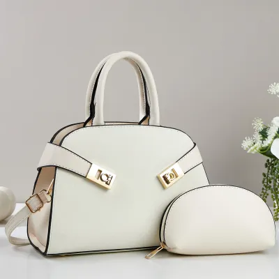 Women Fashion Casual Simple Solid Color Handbag Two-Piece Bag Set