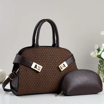 Women Fashion Casual Simple Solid Color Handbag Two-Piece Bag Set