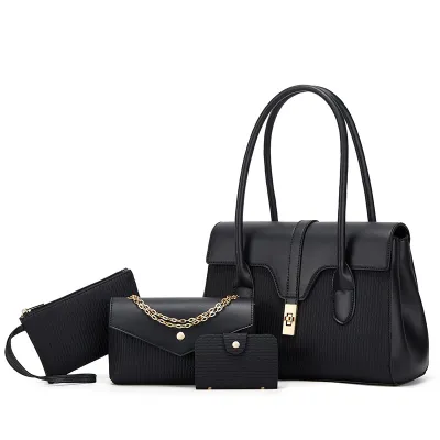 Women Fashion Casual Solid Color Portable Handbag Four-Piece Bag Set