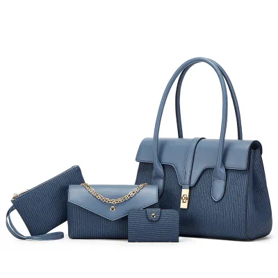 Women Fashion Casual Solid Color Portable Handbag Four-Piece Bag Set