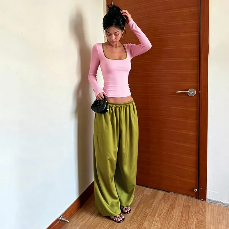 Women Fashion Casual Long-Sleeve T-Shirt Loose Pants Two-Piece Set