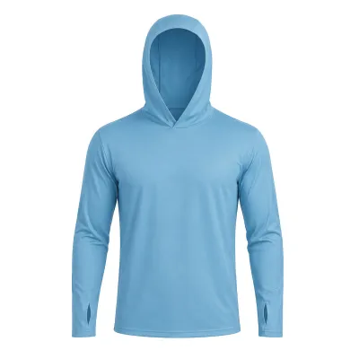 Men Fashion Casual Summer Solid Color Ice Silk Sunscreen Long-Sleeve Hoodies