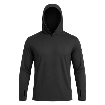 Men Fashion Casual Summer Solid Color Ice Silk Sunscreen Long-Sleeve Hoodies