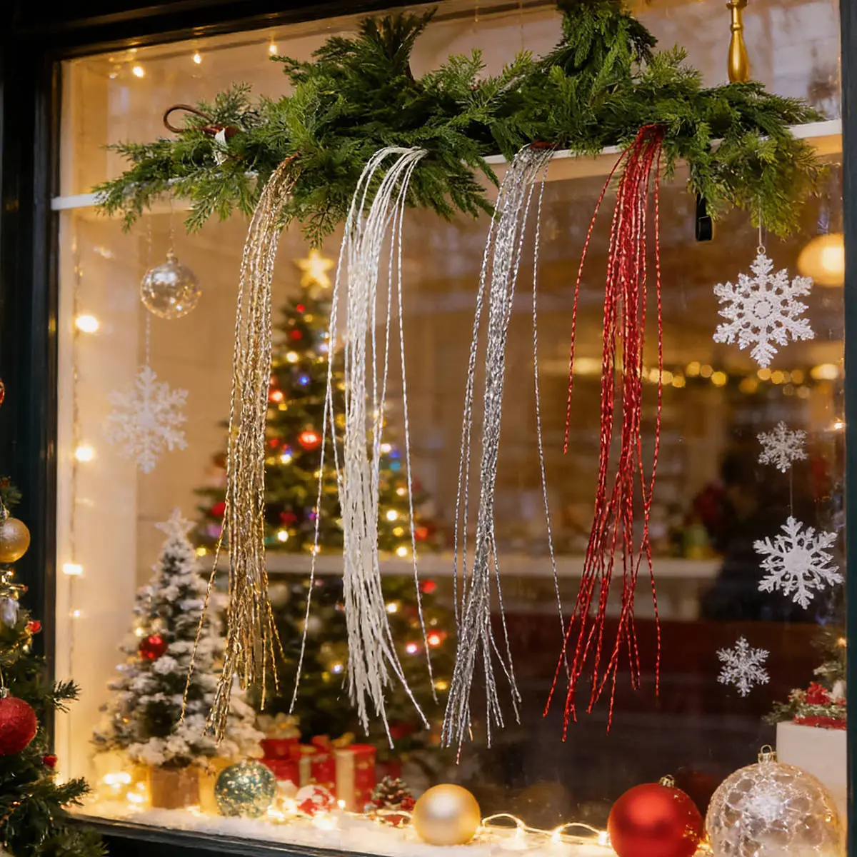 Christmas Big Cuttings Silver White Red Champagne Gold Diy Decoration Tree
