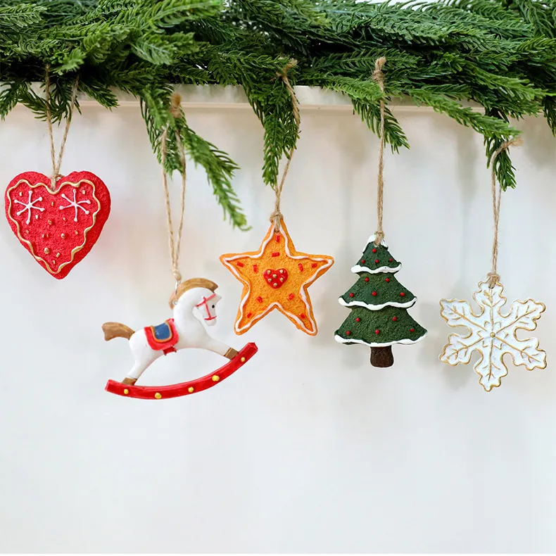 Fashion Retro Christmas Resin Pendant Snowflake Love Five-Pointed Star Christmas Tree Decorations Pendant