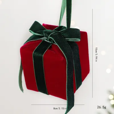 Fashion Christmas Plaid Bow Gift Bag Hanging Christmas Tree Fabric Crafts Holiday Decoration