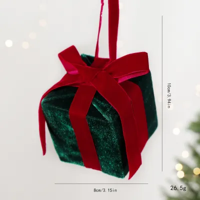 Fashion Christmas Plaid Bow Gift Bag Hanging Christmas Tree Fabric Crafts Holiday Decoration