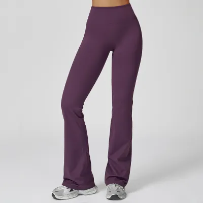 Women Yoga Fashion Solid Color High Waist Comfortable Sports Flared Pants