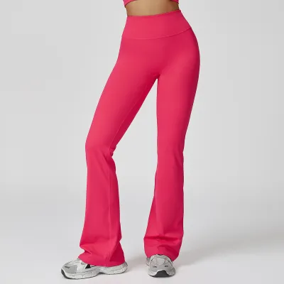 Women Yoga Fashion Solid Color High Waist Comfortable Sports Flared Pants