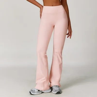 Women Yoga Fashion Solid Color High Waist Comfortable Sports Flared Pants