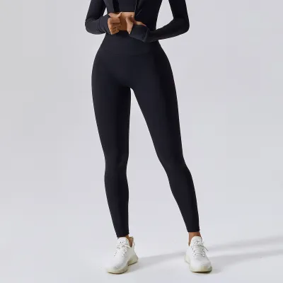 Women Fashion Solid Color Yoga Running Quick-Dry Breathable Sports Leggings
