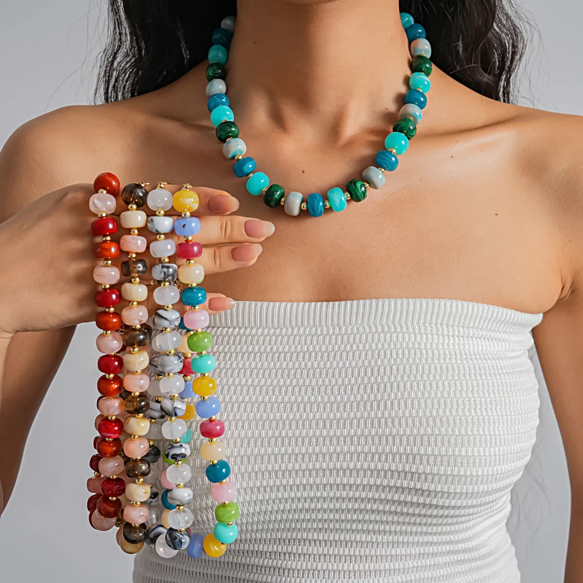 Fashion Multicolor Acrylic Beaded Necklace