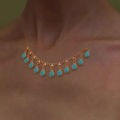 Bohemian Turquoise Beaded Evil Eye Necklace