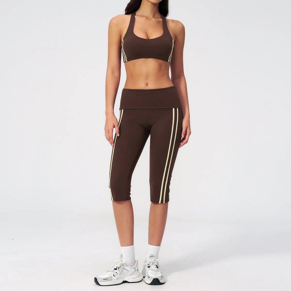 Women Yoga Fitness Bra And Cropped Pants Quick-Dry Two-Piece Set