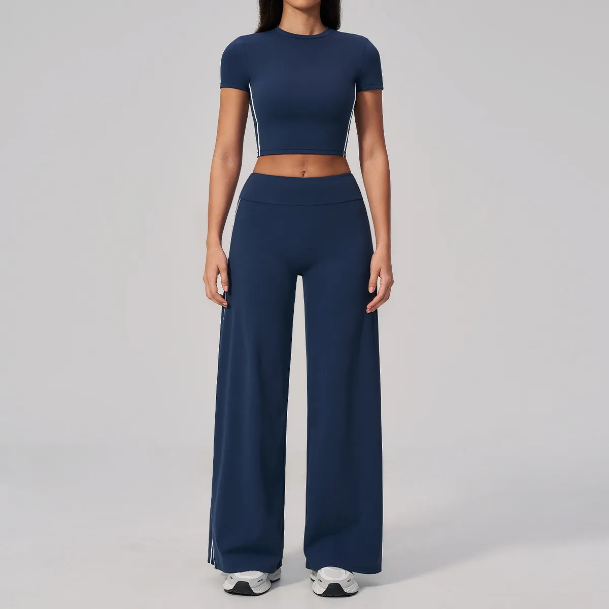 Women Outdoor Fitness Yoga Top And Wide Leg Sport Two-Piece Set