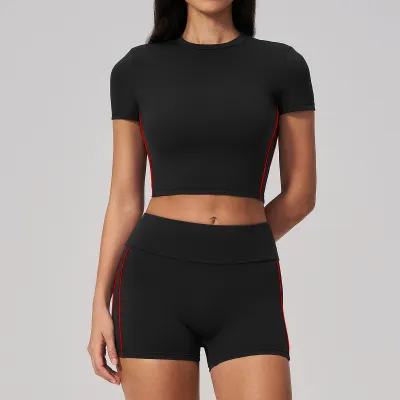 Women Sports Outdoor Short-Sleeved Top And Shorts Quick-Dry Two-Piece Set
