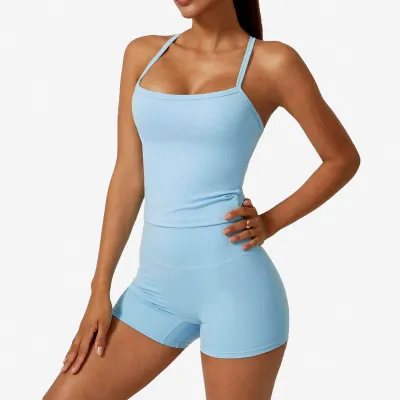 Women Sports Tanks And Shorts Two-Piece Set