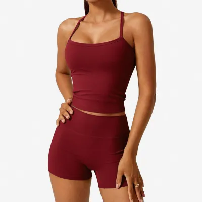 Women Sports Tanks And Shorts Two-Piece Set