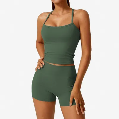 Women Sports Tanks And Shorts Two-Piece Set