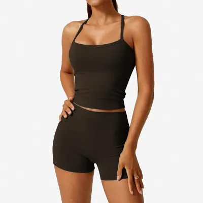 Women Sports Tanks And Shorts Two-Piece Set
