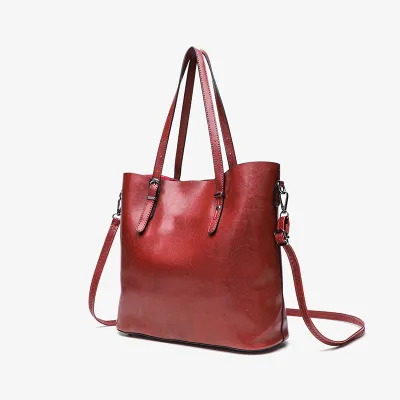 Women Fashion Casual Retro Solid Color Leather Shoulder Bag