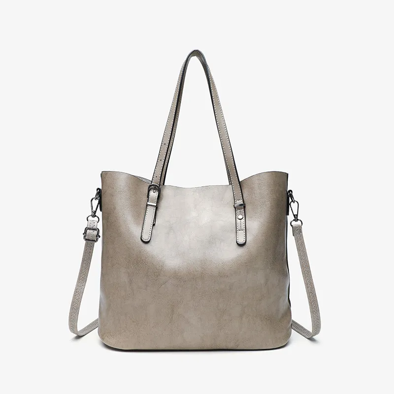 Women Fashion Casual Retro Solid Color Leather Shoulder Bag