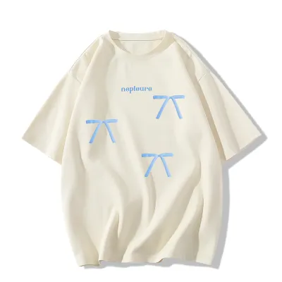 Women Fashion Casual Bow Printed Short-Sleeve T-Shirt