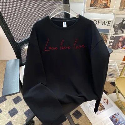 Women Fashion Casual Love Printed Cotton Long Sleeve T-Shirt