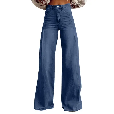 Women Fashion Casual Retro Wide Leg Jeans