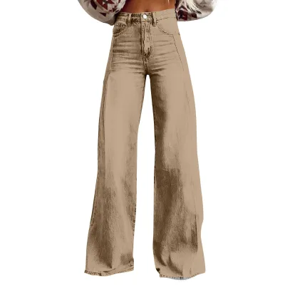 Women Fashion Casual Retro Wide Leg Jeans